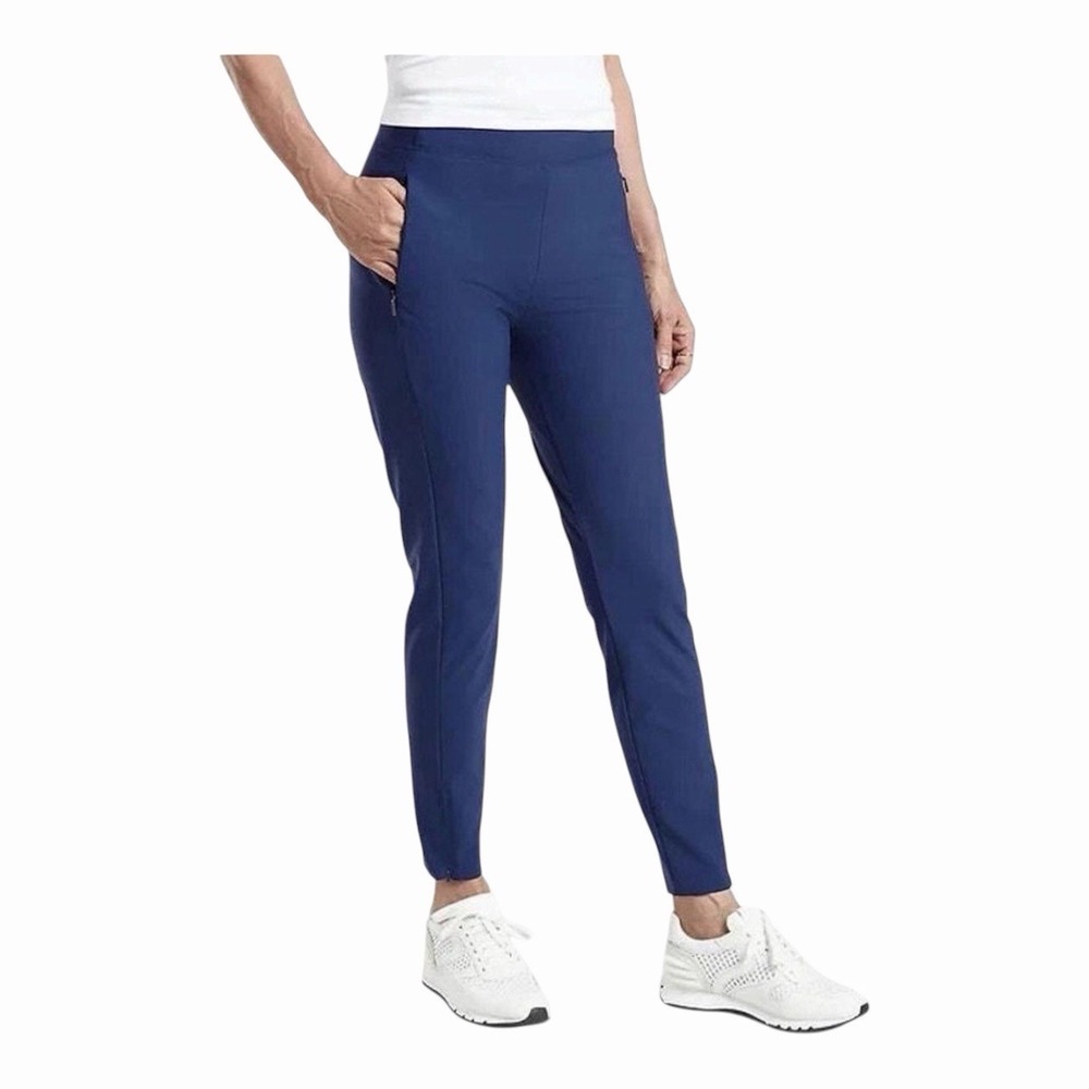 Athleta Stellar Tight Leggings Blue Ankle Zip Travel Pants Sz 18 - Picture 1 of 7